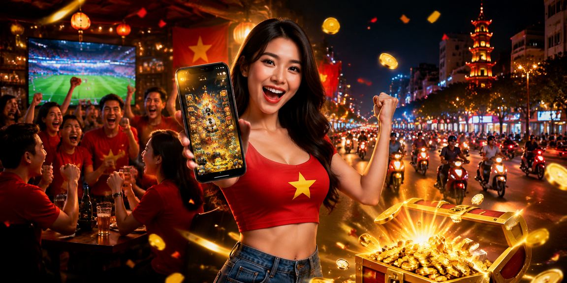 Người dùng tại Hà Nội truy cập casino trực tuyến qua điện thoại với ánh đèn neon rực rỡ về đêm